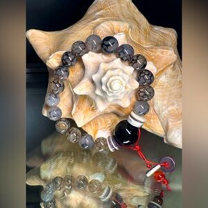 DRAGONS VEINS + ONYX NATURAL STONES BRACELET size 7.5”
